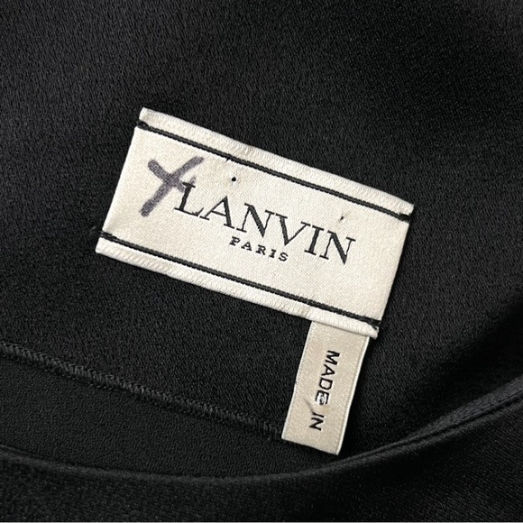 LANVIN Washed Satin Ruffled Asymmetrical One Shoulder Flutter Short Sleeve Top 2 - Picture 6 of 8